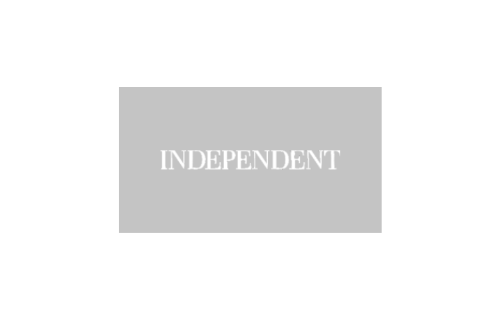 Light gray rectangle with white text reading “INDEPENDENT” on plain background.